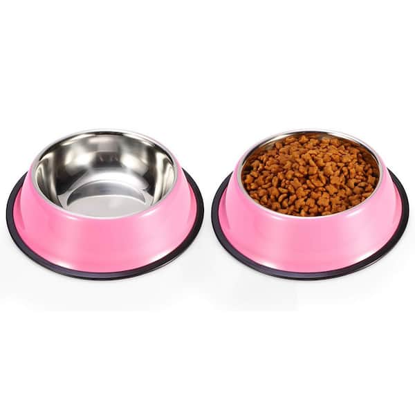 Unbranded Stainless Steel Non Slip Stackable Dog Food Water Bowls for Small Medium Large Dogs 2 Pack
