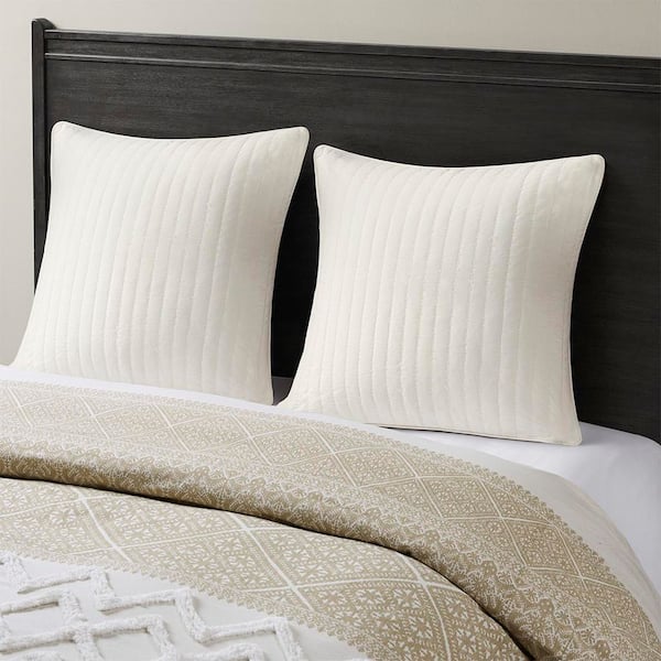 Camila White 26 in. x 26 in. Cotton Quilted Euro Sham