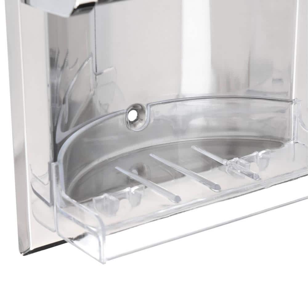 Chrome Recessed Stainless Steel Soap Holder with Grab Bar