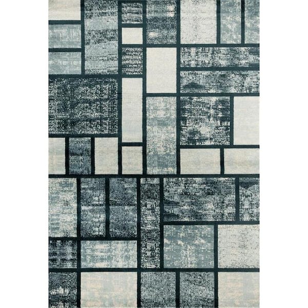 LUXE WEAVERS Tobis Collection Modern Geometric Abstract Blue 8x10 Polypropylene Area Rug