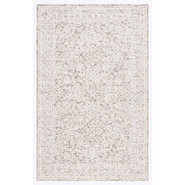 SAFAVIEH Ebony Brown/Ivory Doormat 3 ft. x 5 ft. Floral Area Rug