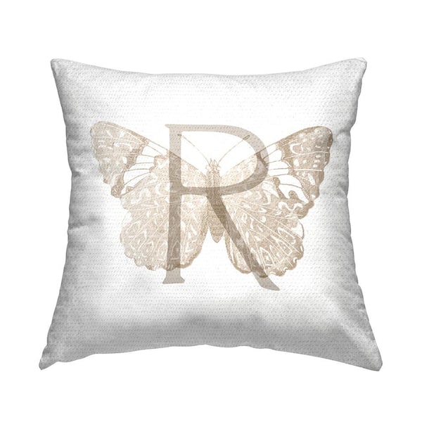 Stupell Industries Butterfly Letter R Square Outdoor Throw Pillow
