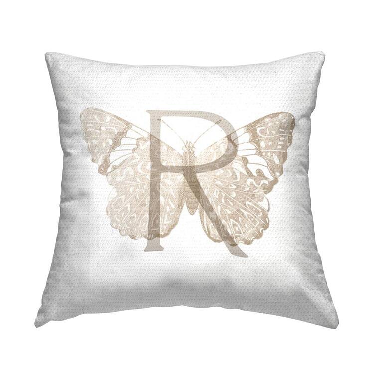Stupell Industries Butterfly Letter R Square Outdoor Throw Pillow