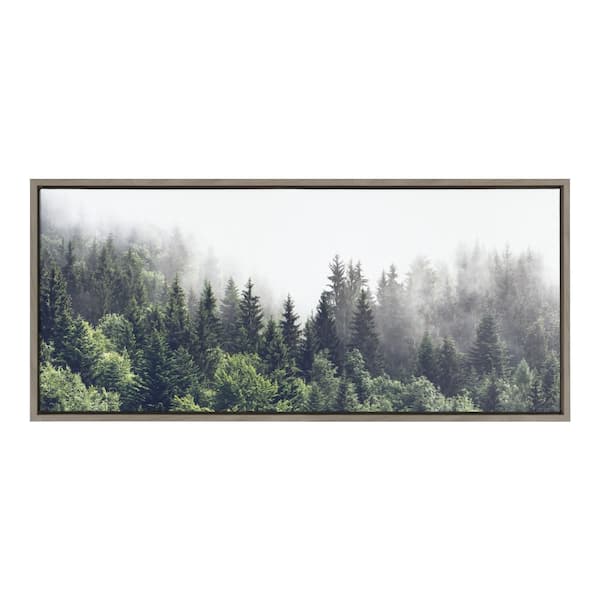 Sylvie "Lush Green Forest on a Foggy Day in. by The Creative Bunch Studio Landscape Framed Art Print 18 in. x 40 in.