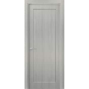 4111 18 in. x 80 in. Single Panel No Bore Solid MDF Frosted Glass Gray Finished Pine Wood Interior Door Slab