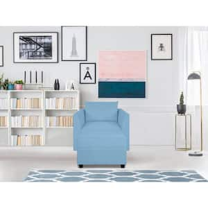 56.1 in. Robin Egg Blue Linen Contemporary Accent Chair for Sectional Sofa with Ottoman