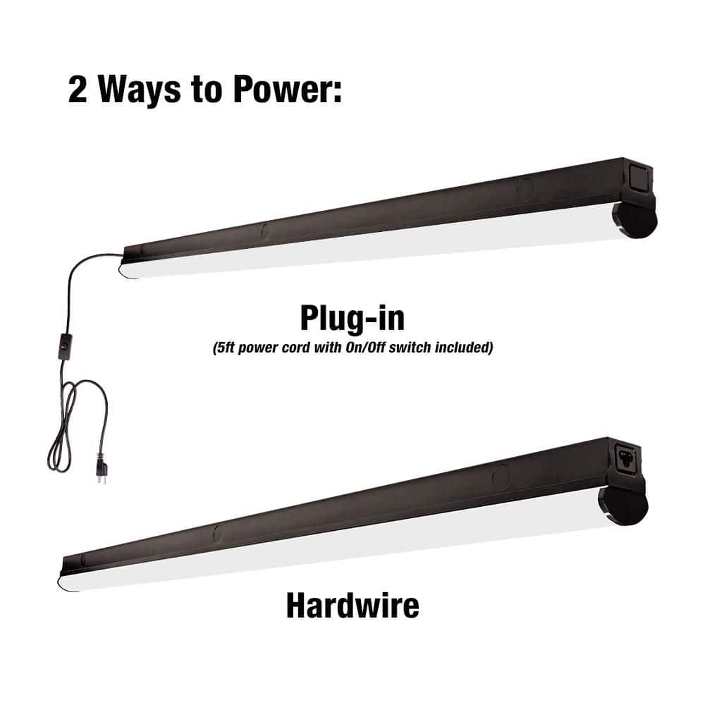 4 ft. Garage LED Linkable Matte Black Strip Light Fixture Plug-in or Hardwire 3600LM 40W Bright White 4000K 5ft. Cord price history on PriceWatchPro