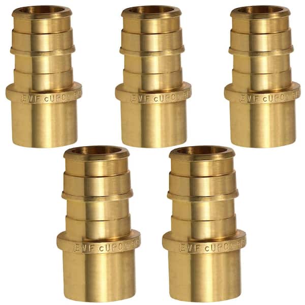 PLUMBFLEX 3/4 in. x 1/2 in., Lead Free Brass for Use in Pex A-Tubing, 90° PEX A x Female Sweat Expansion Pex Adapter (Pack of 5)