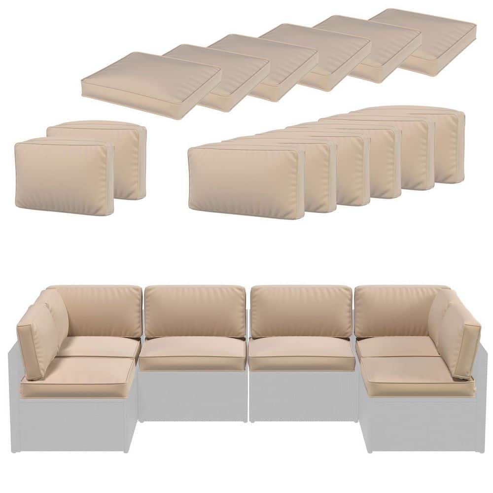 25.59''x25.59''x3.94'' Outdoor Sofa/Chaise Lounge Cushions for Patio Furniture 14 Piece Cotton Cushion (Beige)