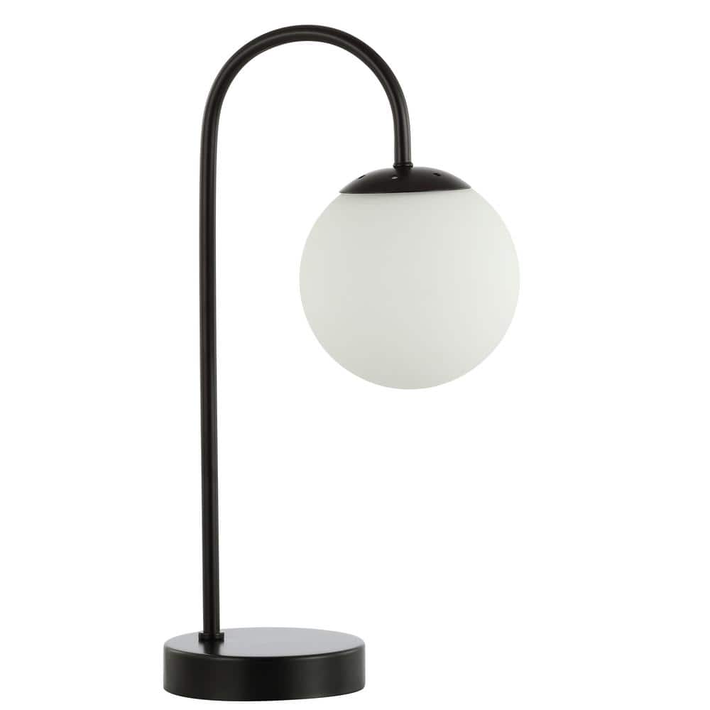 Arco Black Iron and Glass Minimalist Table Lamp