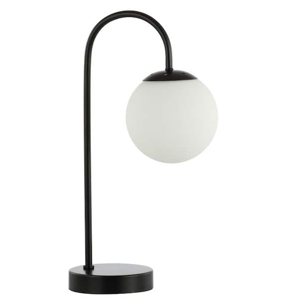 JONATHAN Y Arco 18.25 in. Black Iron/Glass Minimalist Mid-Century