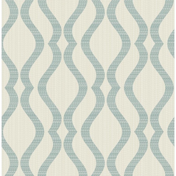 Advantage Yves Teal Ogee Teal Wallpaper Sample