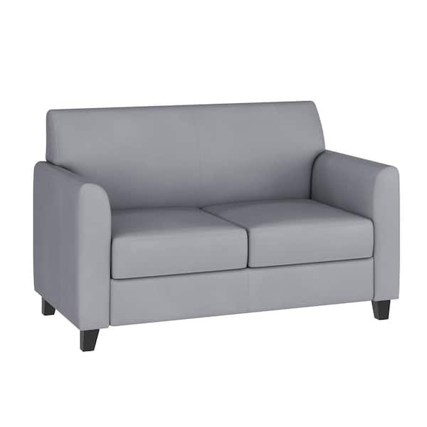 Flash Furniture Hercules Diplomat 52 in. Gray Faux Leather 2-Seat Loveseat with Flared Arms
