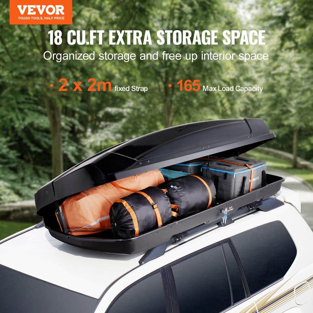 VEVOR 18 Cubic Feet Black ABS Rooftop Cargo Carrier