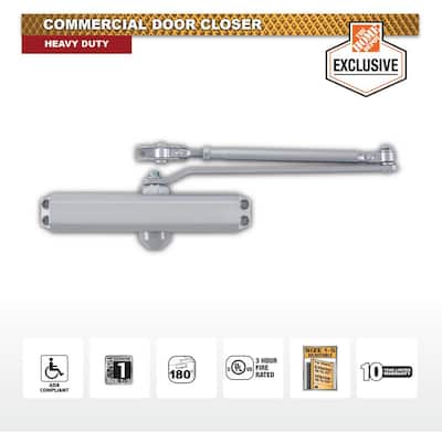 Size 1-5 Heavy Duty Commercial Door Closer - 3 Mounting Styles - ANSI Grade 1, UL 3-Hour Fire, ADA - Aluminum Finish