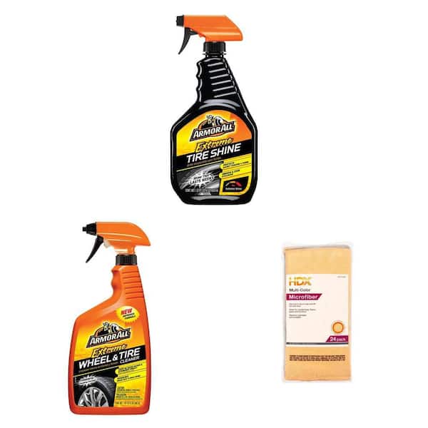 22 oz. Extreme Tire Shine Spray, 32 fl. oz. Wheel and Tire Cleaner, and 16 in. x 16 in. Microfiber Towel (24-Pack) Combo