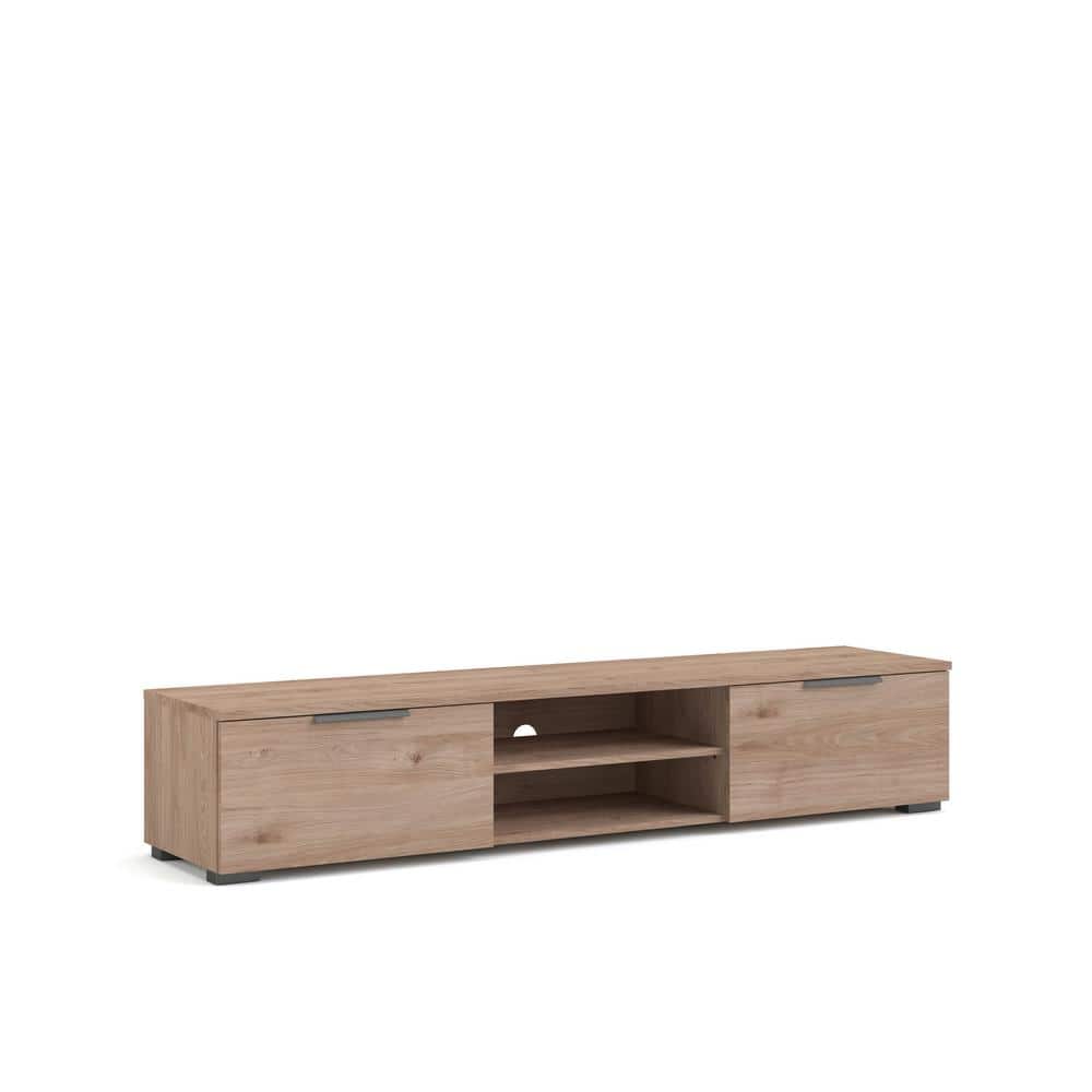 Jackson Hickory Low-Profile TV Stand with Cabinets and Shelves