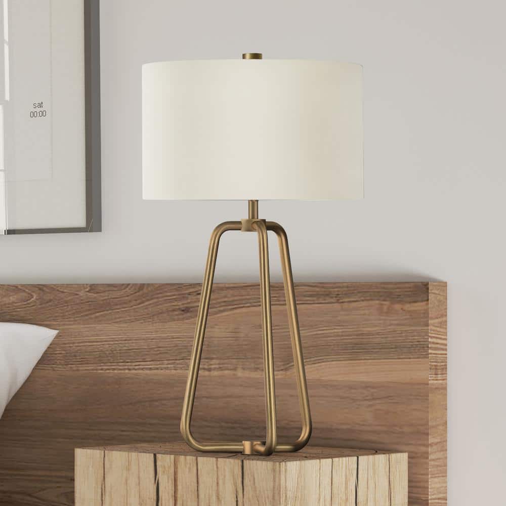 Marduk 25.5" White Linen Shade Tripod Table Lamp