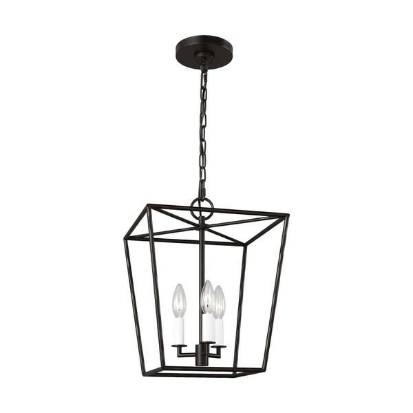 Generation Lighting - Viota Small 3-Light Aged Iron Dining Room Entry Hallway Transitional Pendant Light