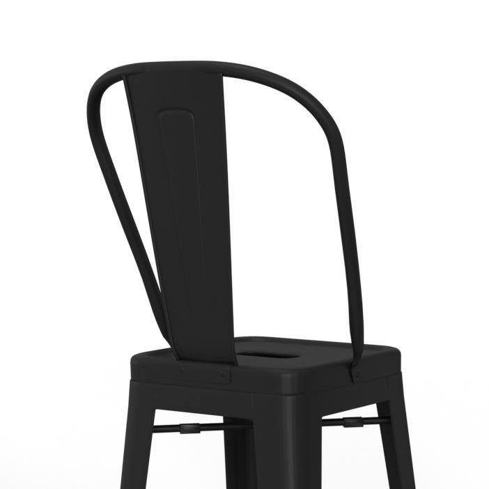 Fletcher 30" Industrial Black Metal Bar Stool Set of 2
