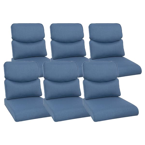 Crescent 22 in. x 25 in. x 4 in. 12-Piece Deep Seating Outdoor Lounge Chair Replacement Cushion Set in Blue