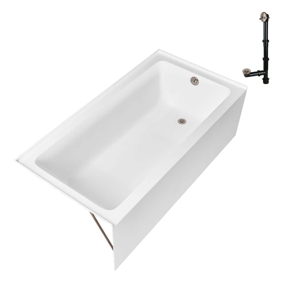 GA-306-14-BNK 66 in. x 32 in. Acrylic Soaking Alcove Bathtub in Glossy White with Right-Hand Drain in Brushed Nickel price history on PriceWatchPro