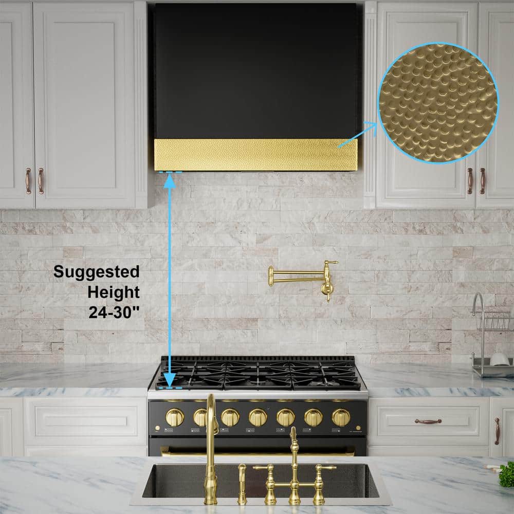 36-Inch White and Copper Wall Mounted Range Hood