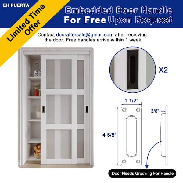 96 in. x 80 in. 1-Paneled Blank Pattern White Primed MDF Sliding Door with Hardware Kit