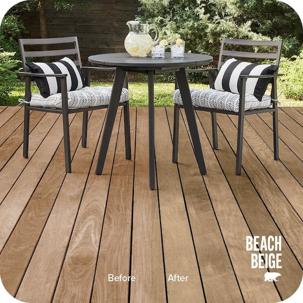 5 gal. #ST-127 Beach Beige Semi-Transparent Waterproofing Exterior Wood Stain and Sealer