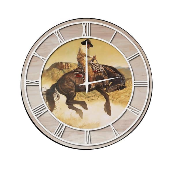 Unbranded "Sun Fishin Son of a Gun" Woodgrain Accent and White Numbers Imaged Wall Clock