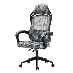 Nina Grey Polyvinyl Chloride Swivel Camouflage Gaming Chair with Non-Adjustable Arms