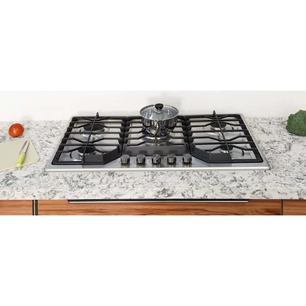 34 in. 5-Burners Gas Cooktop in Stainless Steel with Gas Cooker Stove Propane Gas/Natural Gas Convertible