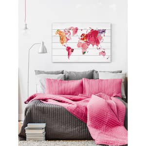 24 in. H x 36 in. W "Floral Map" by Diana Alcala Printed White Wood Wall Art