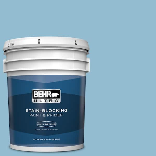 BEHR ULTRA 5 gal. #S490-3 Reef Blue Extra Durable Satin Enamel Interior Paint & Primer