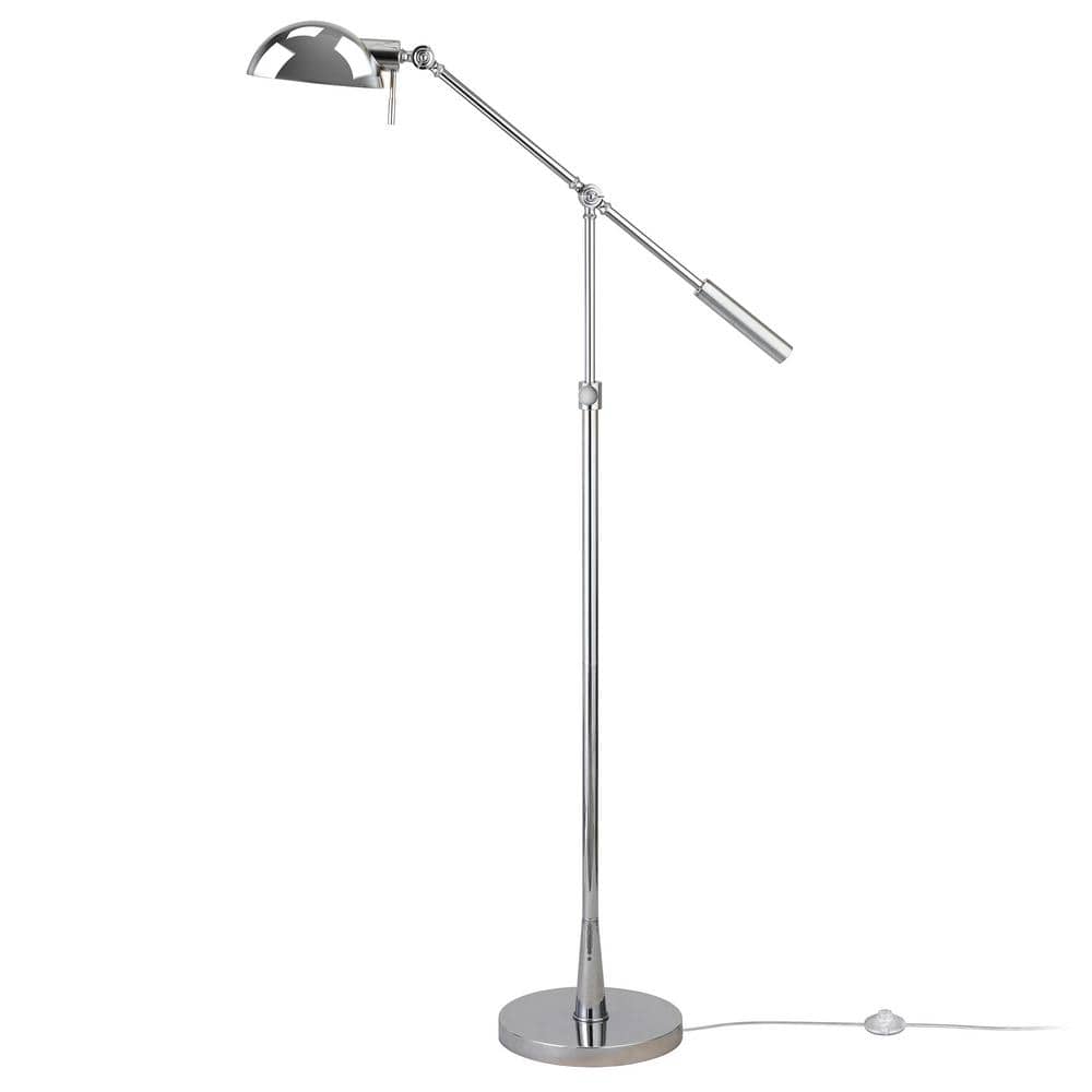 Polished Nickel Adjustable Floor Lamp with Dome Shade