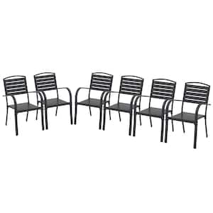 OC Orange Casual Wood Outdoor Dining Chairs, Black (Set of 6)