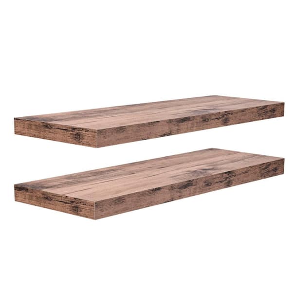 24 in.W x 9 in.D Floating Shelves for Wall,Mounted Floating Shelf with Invisible Brackets (Mahogany, 2 Pack)