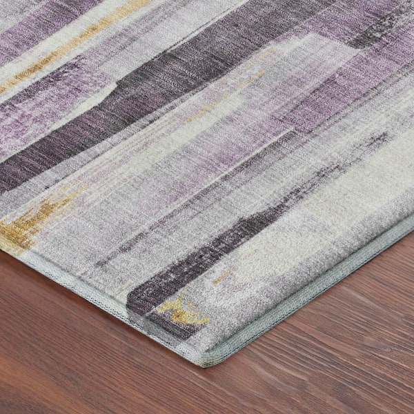 Mayfield Premium Machine Washable Abstract AMF2255 Lavender 5 ft. x 7 ft. 6 in. Area Rug