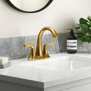 Sundae 4 in. Centerset 2-Handles Bathroom Faucet in Vibrant Brushed Moderne Brass