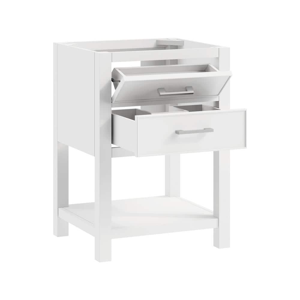 Brooks 25'' White Single Bathroom Vanity with Engineered Marble Top
