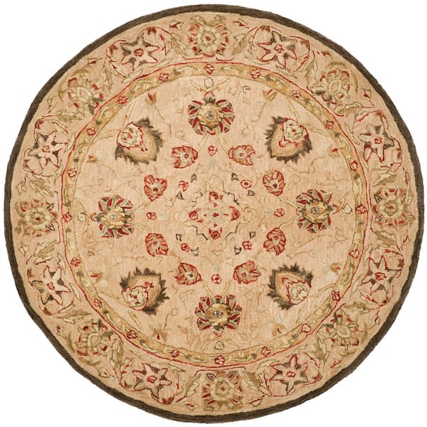 SAFAVIEH Anatolia Beige 8 ft. x 8 ft. Round Border Area Rug AN512A-8R ...