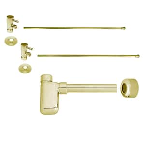 1-1/4 in. x 1-1/4 in. Brass Oval Bottle Trap Lavatory Supply Kit in Polished Brass
