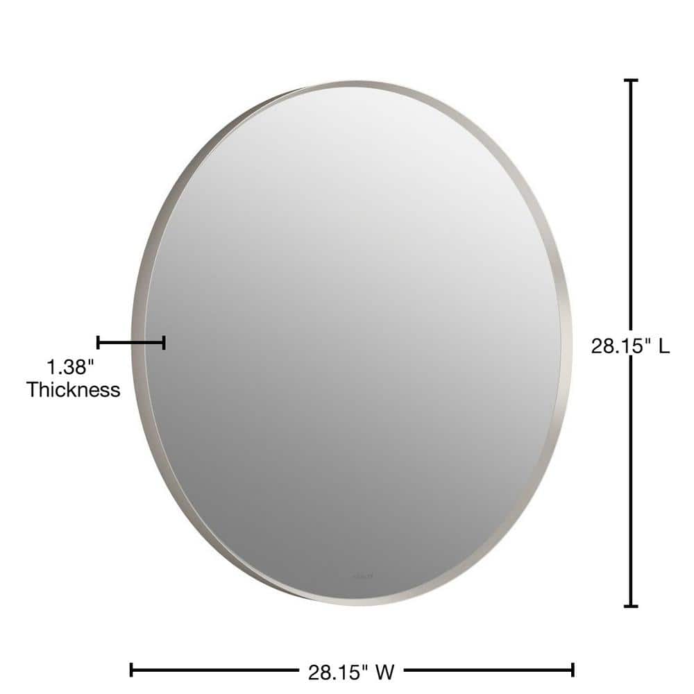Essential 28" Brushed Nickel Round Metal Bathroom Vanity Mirror