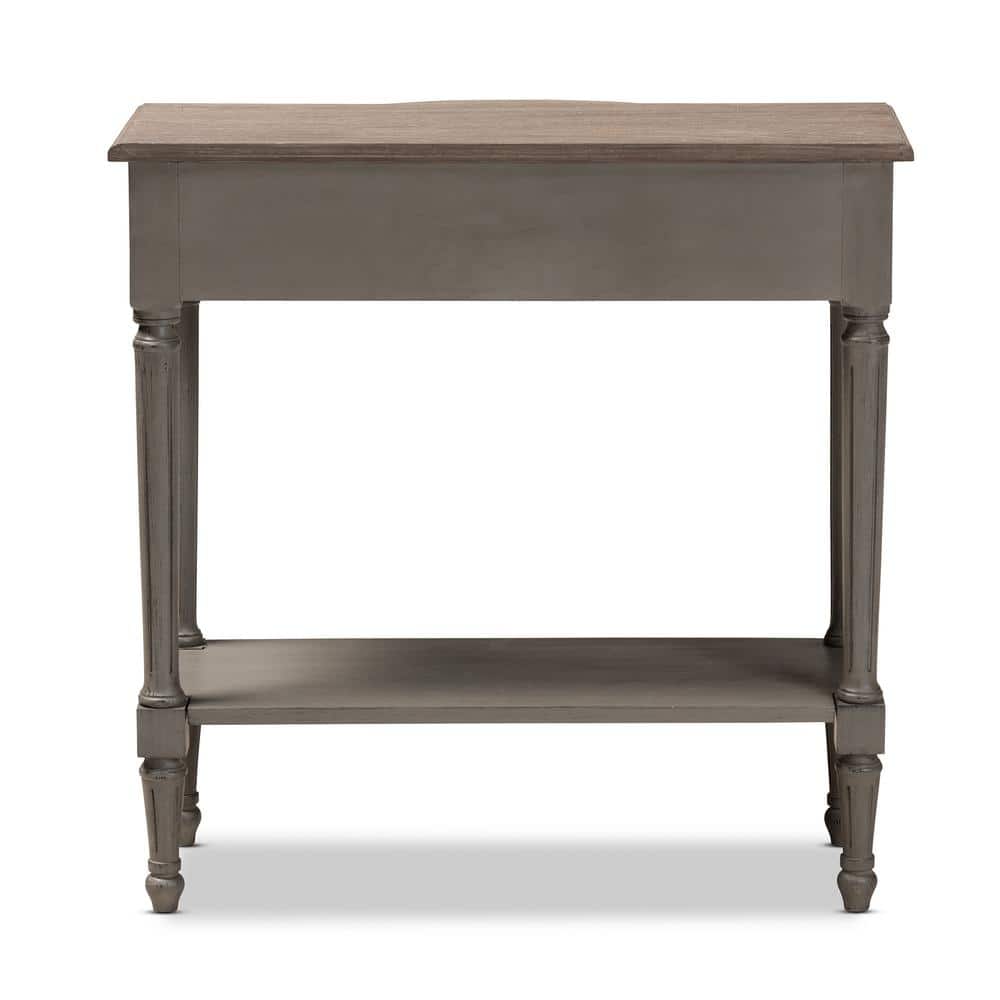 Noelle French Provincial Gray and White 3-Drawer Bayur Wood Console Table