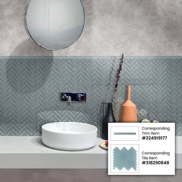 Apollo Tile 10-Pack Fossil Gray 1/2-in x 12-in Glass Pencil Tile (0.5-sq. ft/ Carton)