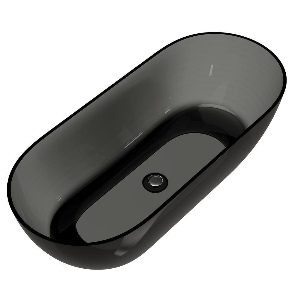 69 in. x 29.5 in. Resin Translucent Freestanding Oval Soaking Bathtub Straight Top with Center Drain in Ash Gray price history on PriceWatchPro