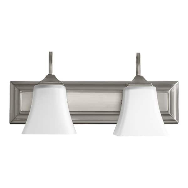 Quorum INTERNATIONAL Traditional 18 in. W 2-Lights Satin Nickel Vanity Light with Satin Opal