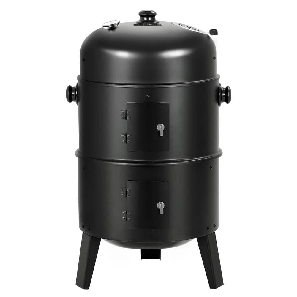 Upgrade, Vertical 16 in. Steel Charcoal Smoker, Heavy-Duty Round BBQ Grill 