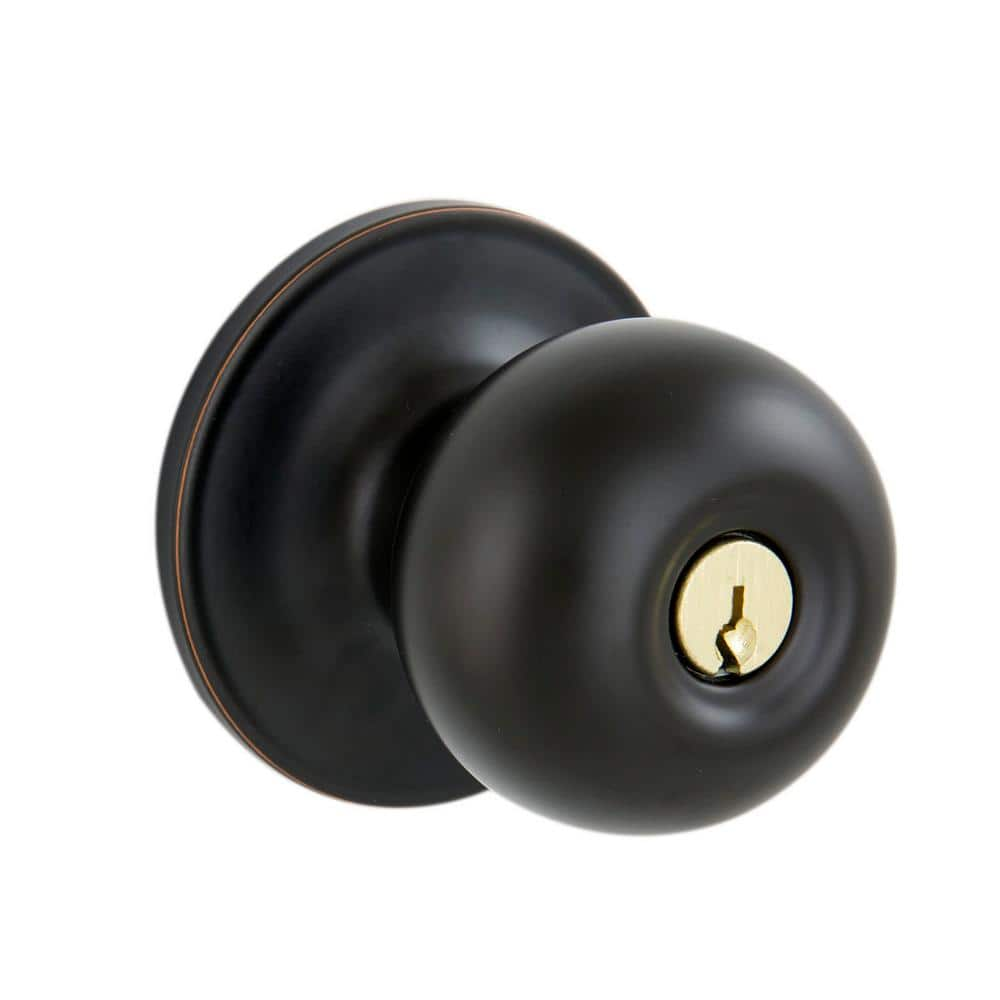 ESSENTIALS by Schlage Jeffir Aged Bronze Keyed Entry Door Knob V54 V ...