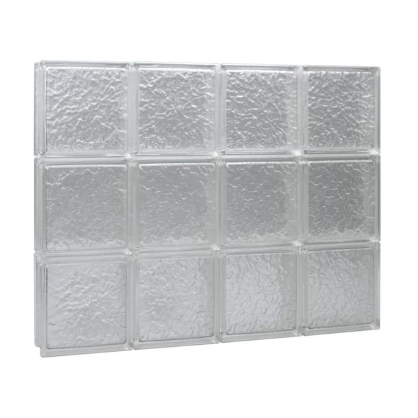 Pittsburgh Corning 23.25 in. x 37.5 in. x 3 in. GuardWise IceScapes Pattern Solid Glass Block Window